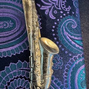 Brass Saxophone Tie Bar